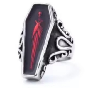 Anillo de Acero Inoxidable 316L Impermeable para Hombre, Diseño de Ataúd de Momia Vampiro del Antiguo Egipto, Venta al por Mayor - Product Image 1