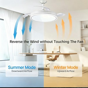 Ventilateur de plafond intelligent invisible avec lumière LED <span class=keywords><strong>et</strong></span> télécommande, moderne, DC, rétractable - Product Image 6
