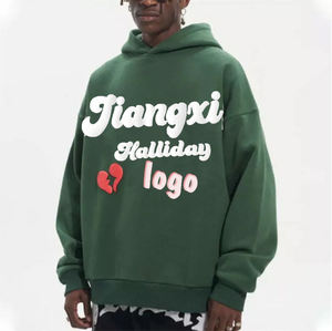 OEM fabricante de ropa de lujo de Europa y América Popular pesado 100% algodón de gran tamaño gráfico 3D Puff impresión Sudadera con capucha unisex - Product Image 2