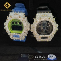 Montres VVS Moissanite+Diamond Bust Down DW6900 pour hommes avec boîtier à lunette, épines, bijoux de luxe, bracelet en argent 925, boucle à fermoir