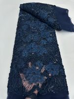NI.AI Nouveau style Tissu en dentelle florale brodée, dentelle perlée à sequins, tissu en dentelle perlée, dentelle filet à sequins, tissu perlé