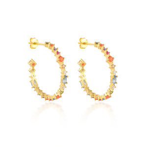 Wholesale Etsy S925 Sterling <b>Silver</b> Creative Luxury Colorful Diamond Stud <b>Hoop</b> Summer <b>Earrings</b> - Product Image 1