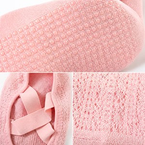 Chaussettes de yoga antidérapantes OEM personnalisées avec sangle en <span class=keywords><strong>X</strong></span> pour femmes, chaussettes de Pilates et de barre en tricot avec grip en silicone, logo personnalisé, vente en gros - Product Image 3