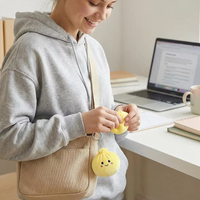 Porte-clés en peluche de 8 cm, motif dessin animé mignon de boulettes de raviolis vapeur, visage souriant, mini-ornement en peluche moelleux pour la décoration de sacs à dos et sacs à main
