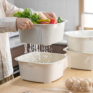 SHIMOYAMA Dual-Use <strong>White</strong> Draining &amp; Drenching <strong>Basket</strong> <strong>Wash</strong> Sieve Vegetable Set for Kitchen &amp; Living Room Storage <strong>Baskets</strong> - Product Image 3