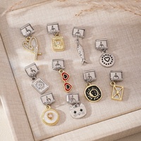 HP0288 Lot de breloques italiennes en acier inoxydable avec pendentifs modulaires en forme de poisson/chat/coeur/chaussure/soleil/lune pour bracelet DIY en gros