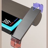 Ensemble de douche thermostatique intelligent numérique mural en laiton poli avec barre coulissante et robinet de pluie à poignée unique pour salle de bain de luxe