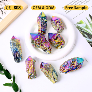 Wholesale Angel Aura Quartz <b>Pineapple</b> Quartz Point Rough Crystal Electroplate Cluster Point for Decoration - Product Image 5