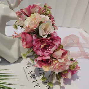 Diadema de flores blancas para mujer, venta al por mayor, Tiara de boda, guirnaldas florales, diadema, accesorios para el cabello, diadema de flores hawaianas, corona