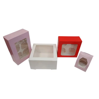 Caja de Embalaje para Donuts Blanca Lista para Enviar con Ventana Transparente, Diseño Gráfico, Caja para Galletas Directo de Fábrica para Uso Alimentario