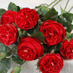 Artificial Austin Roses 3-Head Plastic <b>Silk</b> <b>Flowers</b> High Simulation Wedding Decorative Modern Rose - Product Image 2