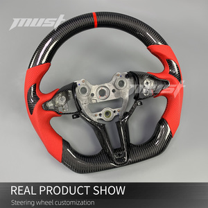 Volante Deportivo Personalizado de Fibra de Carbono con Empuñaduras de Cuero Perforado Rojo para Hyundai I30N I20N ElantraN N-line <span class=keywords><strong>Fastback</strong></span> - Product Image 3