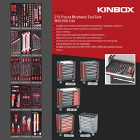 Kinbox 7 cajones tipo de peso herramienta de cinturón 278 Uds Kit de herramientas taller automotriz Gabinete de acero caja rodante Industrial carro de herramientas