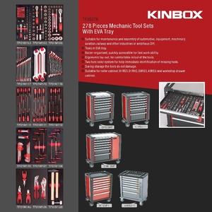 Kinbox 7 cajones tipo de peso herramienta de cinturón 278 Uds Kit de herramientas taller automotriz Gabinete de acero caja rodante Industrial carro de herramientas - Product Image 3