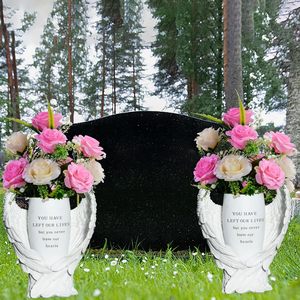 Vaso per Fiori in Resina a Forma di Ali d'Angelo per Cimitero <span class=keywords><strong>con</strong></span> Foro di Drenaggio e Supporto - Regalo Commemorativo per i Propri Cari Perduti - Product Image 1