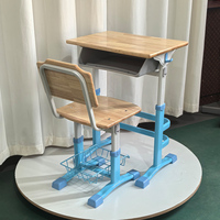 Ensemble de bureau et chaise d'écolier individuel moderne réglable en hauteur pour chambre à coucher - Durable et confortable