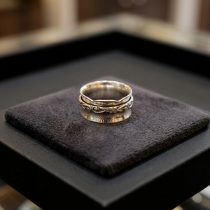 Classic Wedding Designer IGI Certified Silver Meditation Moving Band 925 Sterling Silver Handmade Geometric Design Spinner <b>Ring</b> - Product Image 3