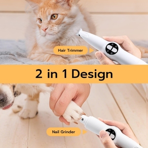 Tondeuse automatique de luxe pour poils des pattes d'animaux, nouveau design 2-en-1, lime à ongles électrique pour chiens et chats, rasoir électrique pour pattes de chien avec batterie - Product Image 6