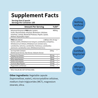 Capsules d'enzymes digestives avancées et de probiotiques à marque privée OEM pour la santé intestinale des adultes, favorisant l'absorption des nutriments, végétaliennes
