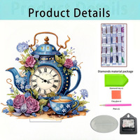 Kit d'horloge de peinture diamantée 5D de forme spéciale, broderie de strass DIY avec support, décoration d'intérieur, cadeau