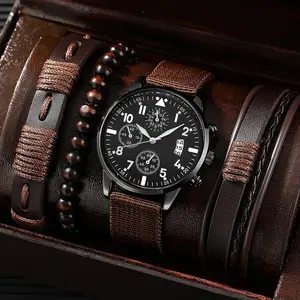 บุรุษหรูหรานาฬิกาข้อมือควอตซ์นาฬิกาส่องสว่างผู้ชายแฟชั่นธุรกิจนาฬิกาชายสบายๆสร้อยข้อมือนาฬิกา