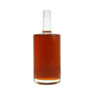Manufacturer Fashion Design Round Liquor Spirits 500ml Vodka 70cl Clear Whiskey 750ml Empty Bottle Custom Glass Bottle
