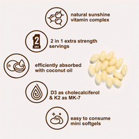 Gélules OEM Vitamine K2 D3 Calcium Huile de Coco 2-en-1 Vitamines D & K Complexes Favorisant l'Absorption du Calcium, la Santé Osseuse, Immunitaire et Cardiaque