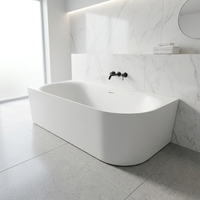 Baignoire autoportante en acrylique avec jupe murale, pour hôtel, appartement, maison, bain à remous avec 2 côtés en faïence, haute qualité