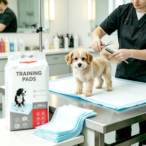 Tapis d'apprentissage jetables imperméables en fibre PE pour chiens et chats, haute absorption, sous-matelas, emballage personnalisé OEM - Product Image 1