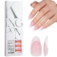 Pointes de gel colorées translucides de pré-conception naturelle OEM pour ongles en gel Ballet carré Amande Nail Press On Soft Gel French Nail Tips