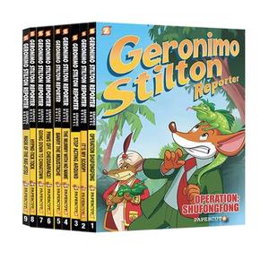 Geronimo Stilton Reporter <span class=keywords><strong>Romans</strong></span> graphiques 9 livres <span class=keywords><strong>d</strong></span>'images <span class=keywords><strong>d</strong></span>'aventure en couleur à couverture rigide livres <span class=keywords><strong>d</strong></span>'histoires comiques - Product Image 1