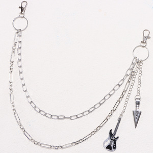 Cadena de cintura metálica de doble capa estilo hip hop con colgante de guitarra para uso casual, cadena corporal de aleación de zinc - Product Image 3