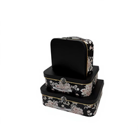 Ensemble de 3 valises européennes imprimées (personnalisation acceptée) avec boîte à fleurs, boîte cadeau à main et boîte d'emballage cadeau