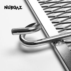 Barbecue NURGAZ 37x37x70cm, portable, pour camping en extérieur, avec grille en fer, couleur argent - Product Image 4