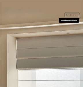 Stores romains jour et nuit à double couche - Levage électrique sans perçage, occultant en lin pour salon, balcon et <span class=keywords><strong>baie</strong></span> <span class=keywords><strong>vitrée</strong></span> de chambre à coucher - Product Image 1