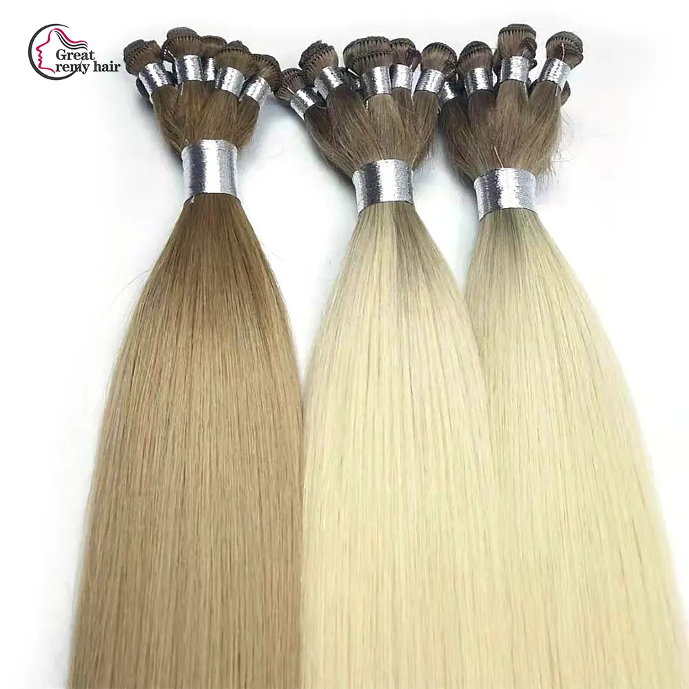 8pcs weft 11inch width remy hair premium hand-tied hair extensions hand tied weft