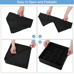 Organizador de Calcetines Plegable de Tela, Bambú y Plástico, Rectangular, de Tela No Tejida, Moderno, con Inserto para Armario, Divisor de Cajones de 24 Compartimentos - Product Image 6