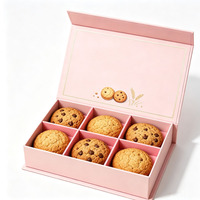 Boîte cadeau rigide rose personnalisée en gros avec couvercle rabattable, cadre doré et insert à 6 compartiments pour bonbons – Fabricant