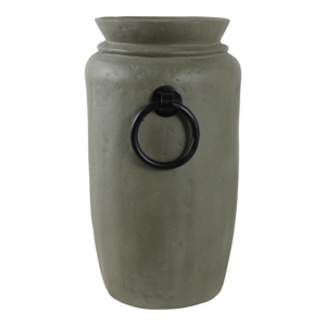 Vaso cilindrico Ecomix con manici ad anello in metallo, finitura testurizzata, vaso per fiori per soggiorno, decorazioni per la casa, arredamento per ufficio. - Product Image 3
