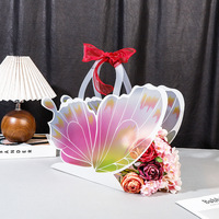 Caja de Plástico con Diseño de Mariposa, Bolsa de Plástico Reutilizable con Asa, Bolsa de Compras Personalizada con su Propia Etiqueta