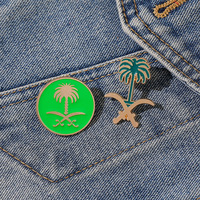 Nouvelle arrivée Date palmier broche en gros drapeau fondateur saoudien fête nationale décorer broche LOGO personnalisé émail épinglettes saoudien