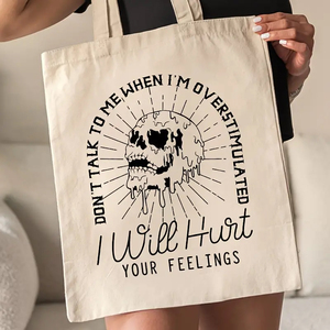 Sac fourre-tout en toile personnalisé avec motif squelette « <span class=keywords><strong>Ne</strong></span> me parlez <span class=keywords><strong>pas</strong></span> quand je suis surstimulé » pour femme, idéal pour les voyages - Product Image 5
