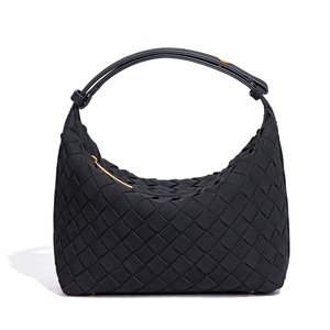 Women's Lady Fashion Handmade Weaving Luxury Vintage Woven Soft Suede PU Leather Waterproof Portable Underarm Beach <b>Bag</b> Flowers - Product Image 4