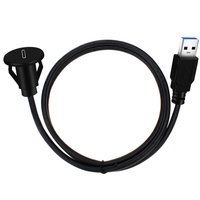 Câble d'extension USB 3.0 vers Type-C femelle en cuivre pur avec gaine PVC pour montage encastré sur panneau de voiture/camion, pour utilisation avec caméra, 1,5 m