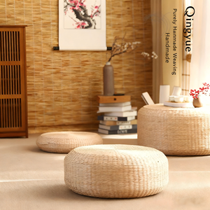 Cojín Zafu de Paja Tejida a Mano Estilo Japonés, Relleno de EPE, Asiento de Meditación y Oración, Almohadilla para Ventanal Tatami, Personalizable - Product Image 2