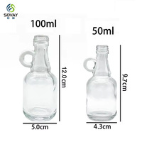 Bouteilles en verre pour sirop 3,4 oz, mini-bouteilles vides pour sirop d'érable avec poignée en boucle, réutilisables, transparentes, 100 ml