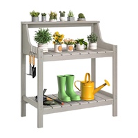 Banc de jardin multi-niveaux gris en plastique HDPE, étagères de rangement en bois, anti-rouille, ne se décolore pas, pour jardin, balcon, cour