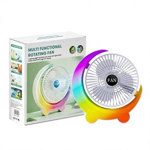 Ventilateur de bureau compact transfrontalier Moon Fan avec batterie intégrée, chargement USB et éclairage d'ambiance - Product Image 1