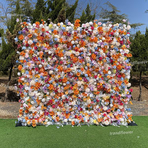 カラフルなシルク製造花ローズフラワーウォール 8x8フィート ロールアップ式 手作りの花の背景 結婚式 クリスマス イベント装飾用 SH1101 - Product Image 4