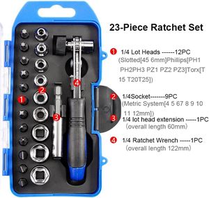 23-Piece CRV Ratchet Socket Wrench <b>Tool</b> <b>Set</b> <b>Hand</b> Power Source Repair Combination <b>Tool</b> with OEM Support Hard Case Packaging - Product Image 3